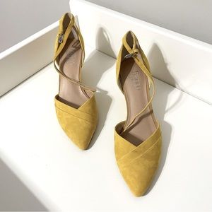 Franco Sarto Faye wedge yellow leather, size 8M, (New never worn)
